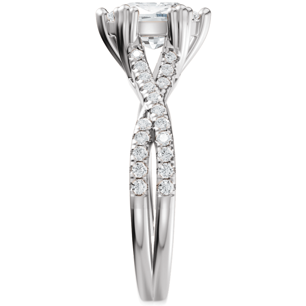 14K White Gold 8x8 mm Cushion 1/5 CTW Diamond Accented Engagement Ring. 689417:631:P
