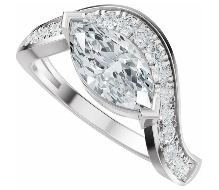 14K White Gold 10x5 mm Marquise 1/4 CTW Diamond Engagement Ring.