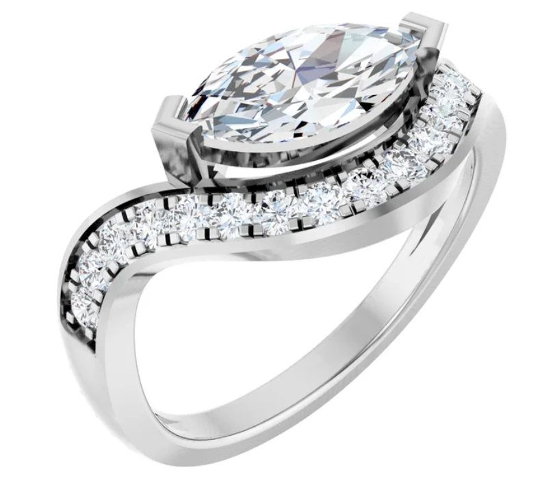 14K White Gold 10x5 mm Marquise 1/4 CTW Diamond Engagement Ring.
