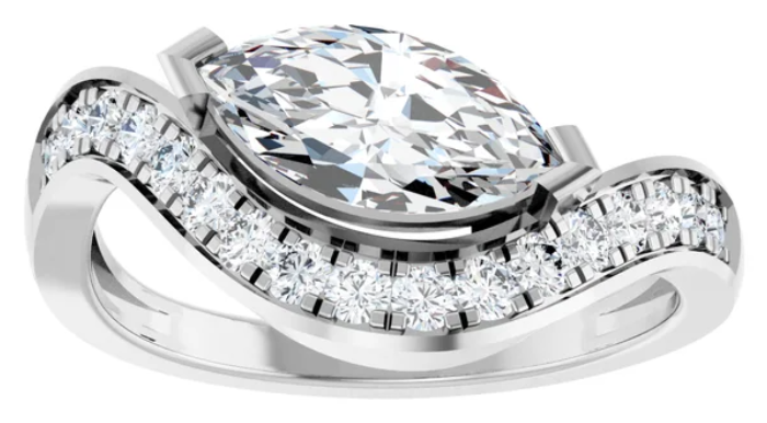 14K White Gold 10x5 mm Marquise 1/4 CTW Diamond Engagement Ring.