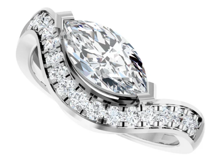 14K White Gold 10x5 mm Marquise 1/4 CTW Diamond Engagement Ring.