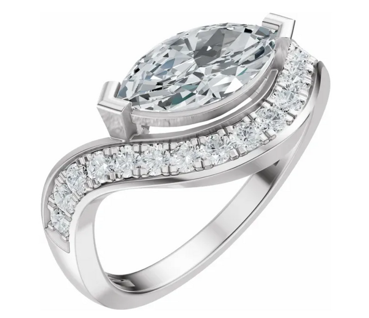 14K White Gold 10x5 mm Marquise 1/4 CTW Diamond Engagement Ring.