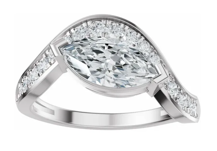 14K White Gold 10x5 mm Marquise 1/4 CTW Diamond Engagement Ring.