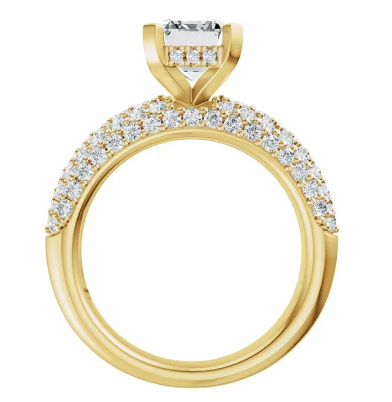 14K Yellow Gold 8x6 mm Emerald 1 1/5 CTW Diamond Engagement Ring with Hidden Halo