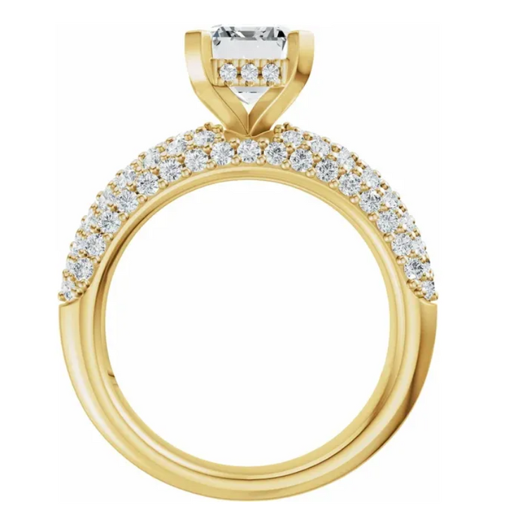 14K Yellow Gold 8x6 mm Emerald 1 1/5 CTW Diamond Engagement Ring with Hidden Halo