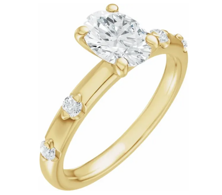 14K Yellow Gold 7x5 mm Oval 1/6 CTW Diamond Engagement Ring