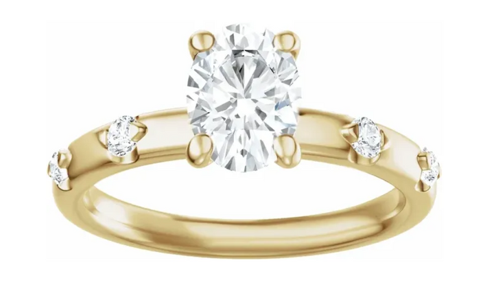 14K Yellow Gold 7x5 mm Oval 1/6 CTW Diamond Engagement Ring