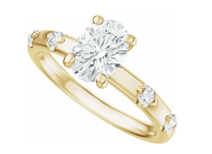 14K Yellow Gold 7x5 mm Oval 1/6 CTW Diamond Engagement Ring