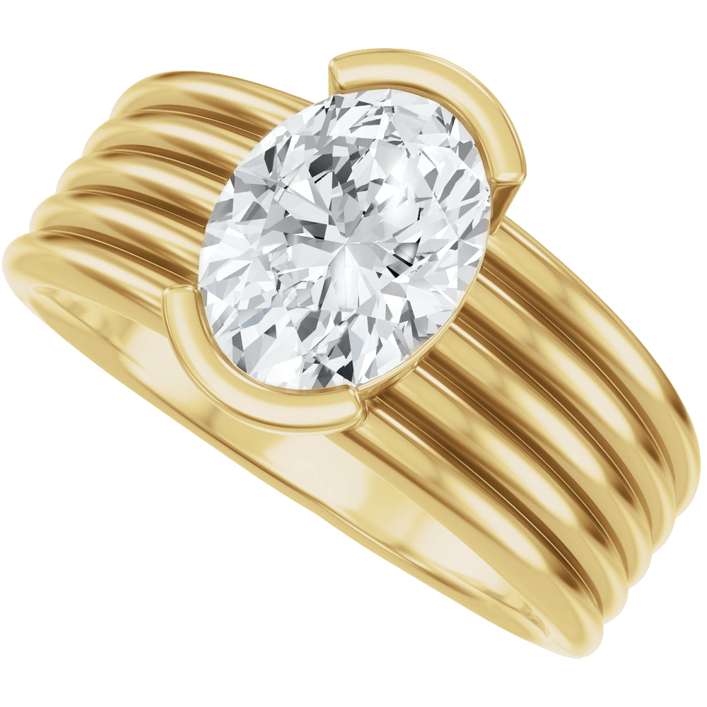 14K Yellow Gold Bezel-Set 8.6x6.5 mm Oval Solitaire Engagement Ring. 689672:603:P