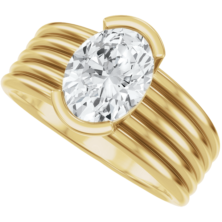 14K Yellow Gold Bezel-Set 8.6x6.5 mm Oval Solitaire Engagement Ring. 689672:603:P