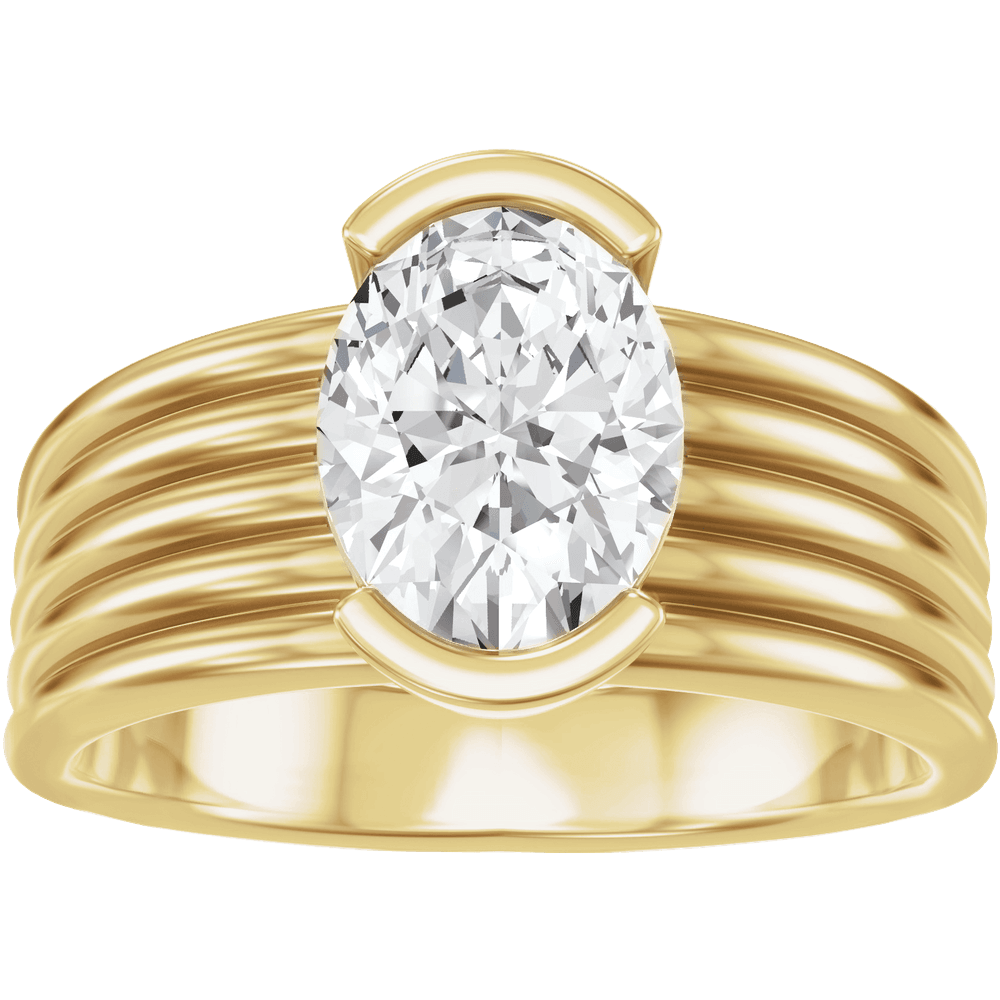 14K Yellow Gold Bezel-Set 8.6x6.5 mm Oval Solitaire Engagement Ring. 689672:603:P