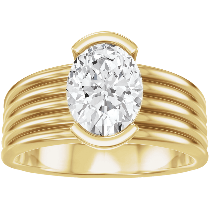 14K Yellow Gold Bezel-Set 8.6x6.5 mm Oval Solitaire Engagement Ring. 689672:603:P