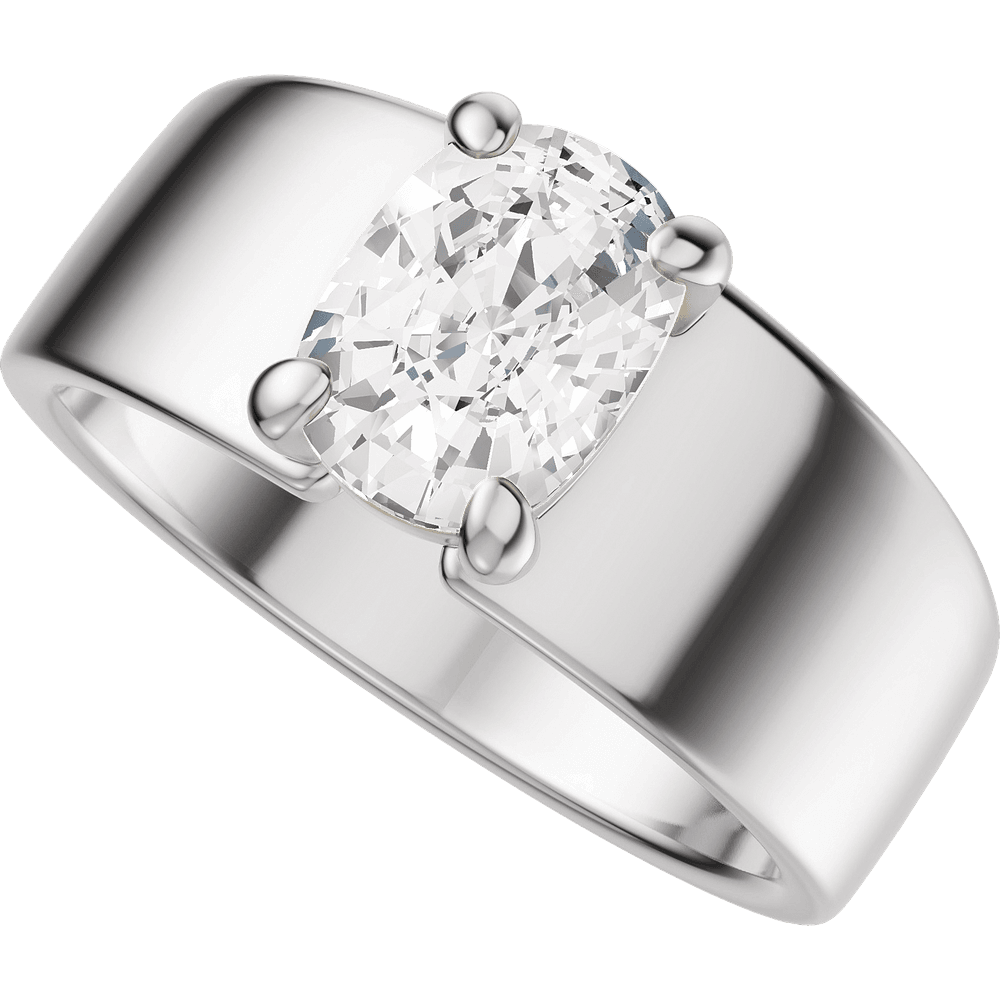 14K White Gold 7x5 mm Elongated Cushion Engagement Ring. 689673:601:P