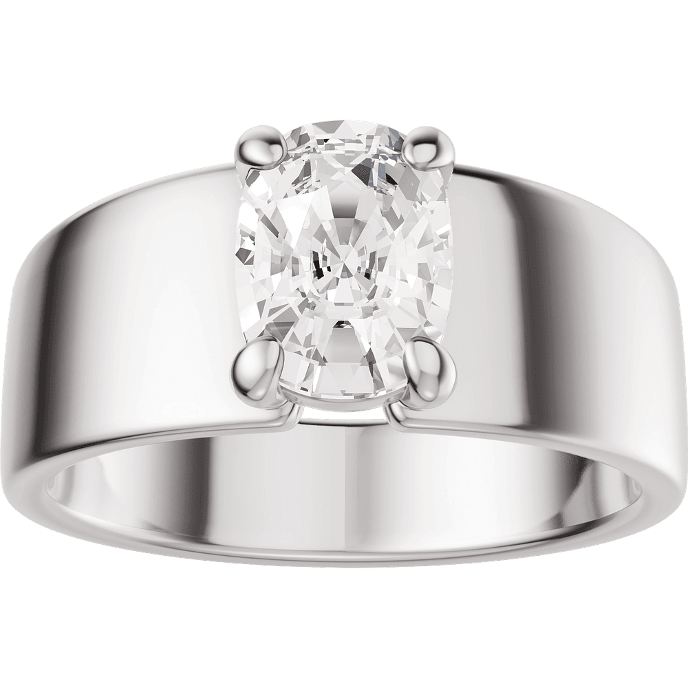 14K White Gold 7x5 mm Elongated Cushion Engagement Ring. 689673:601:P