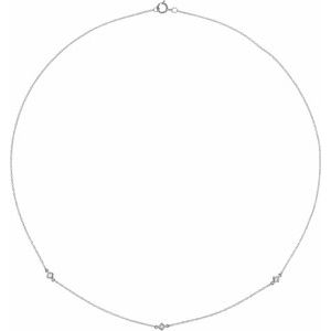 14K White Gold 1/6 CTW Diamond 3-Station 20" Necklace. 653622:607:P