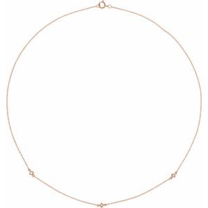 14K Rose Gold 1/6 CTW Diamond 3-Station 18" Necklace. 653622:605:P