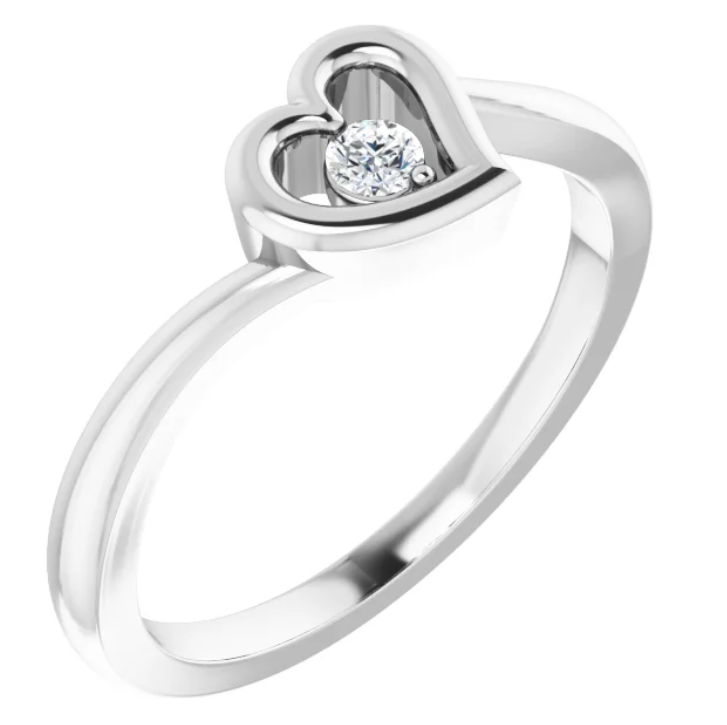 Sterling Silver .06 CTW Diamond Heart Ring. 69848:LG700:P