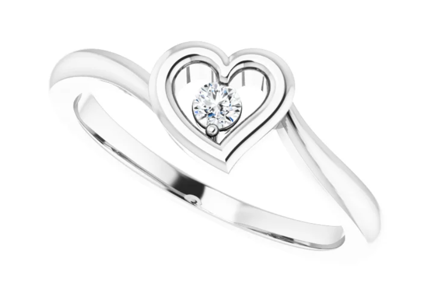 Sterling Silver .06 CTW Diamond Heart Ring. 69848:LG700:P