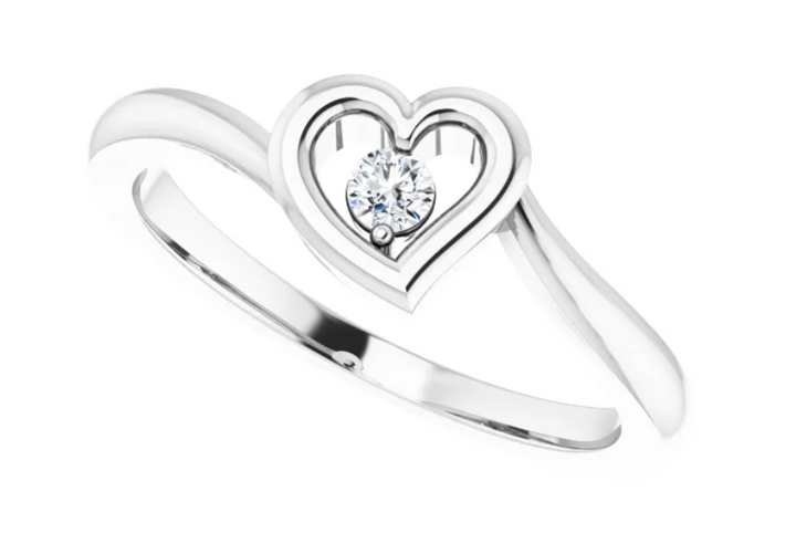 Sterling Silver .06 CTW Diamond Heart Ring. 69848:LG700:P