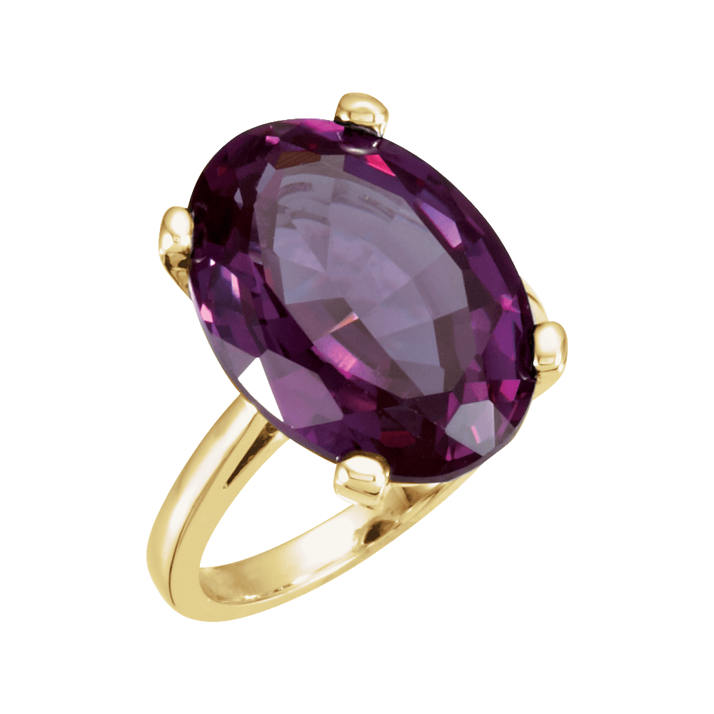 14K White Gold 18x13 mm Oval Gemstone Solitaire Ring