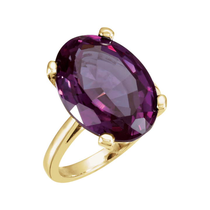 14K White Gold 18x13 mm Oval Gemstone Solitaire Ring