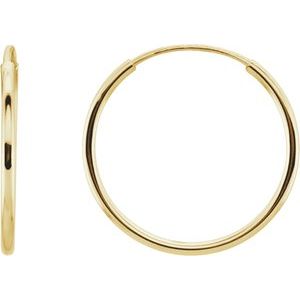 14K Yellow Gold Endless Tube 15 mm Hoop Earring