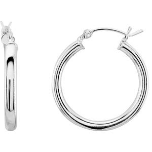 Sterling Silver Tube 26.5 mm Hoop Earrings