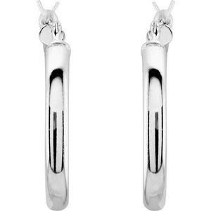 Sterling Silver Tube 26.5 mm Hoop Earrings
