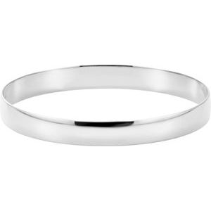14K White Gold Engravable 6 mm Half Round Bangle Bracelet