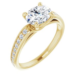 14K Yellow Gold 8x6 mm Oval Accented Engagement Ring. 122235:807:P
