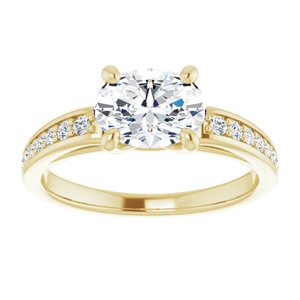 14K Yellow Gold 8x6 mm Oval Accented Engagement Ring. 122235:807:P