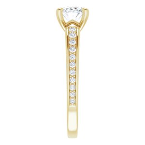 14K Yellow Gold 8x6 mm Oval Accented Engagement Ring. 122235:807:P