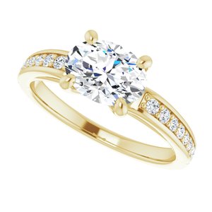 14K Yellow Gold 8x6 mm Oval Accented Engagement Ring. 122235:807:P