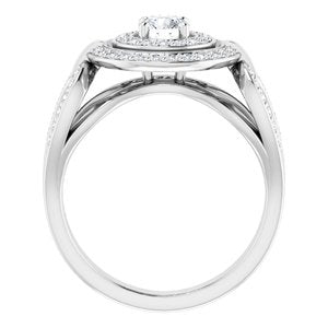 14K White Gold 4.4 mm Round Halo-Style Accented Engagement Ring. 122305:138:P