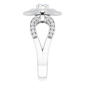 14K White Gold 4.4 mm Round Halo-Style Accented Engagement Ring. 122305:138:P