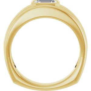 14K Yellow Gold 7x5 mm Emerald Men's Ring. 9810:561:P