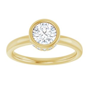 14K Yellow Gold  6 mm Round Bezel-Set Hidden Halo-Style Engagement Ring. 122446:151:P