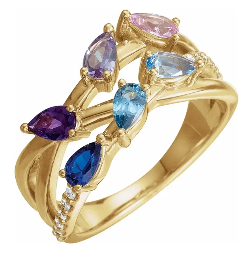 14K Yellow Gold 6-Stone 1/8 CTW Diamond Family Ring 72057:626:P