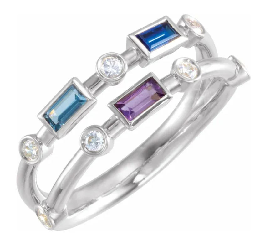 14K White Gold 3-Stone 1/8 CTW Diamond Negative Space Family Ring 72094:610:P