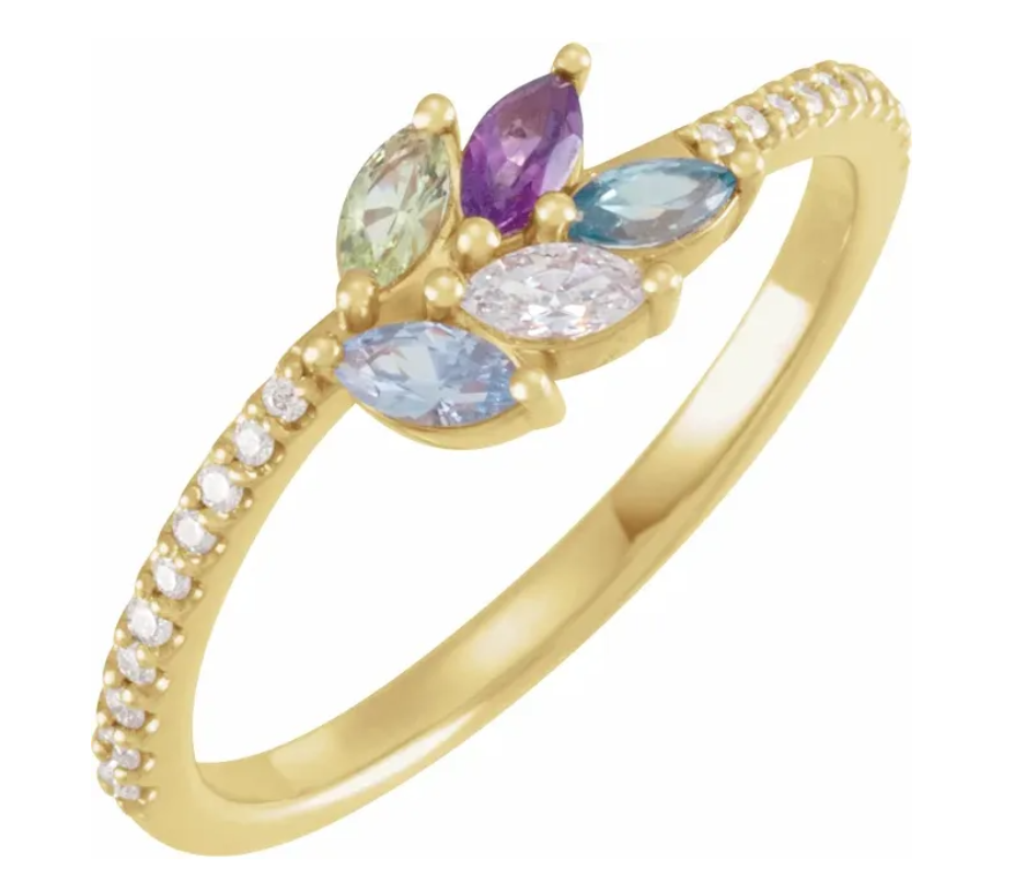 14K Yellow Gold 5-Stone .08 CTW Diamond Family Ring 72106:621:P