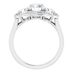 14K White Gold 6 mm Round Three-Stone Halo-Style Engagement Ring. 122354:239:P