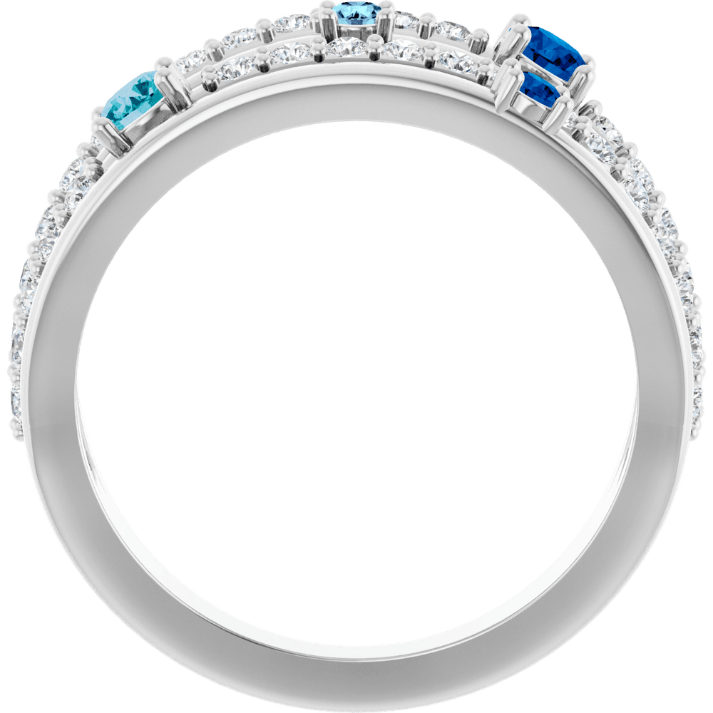 14K White Gold Natural Blue Multi-Gemstone & 1/2 CTW Natural Diamond Ring