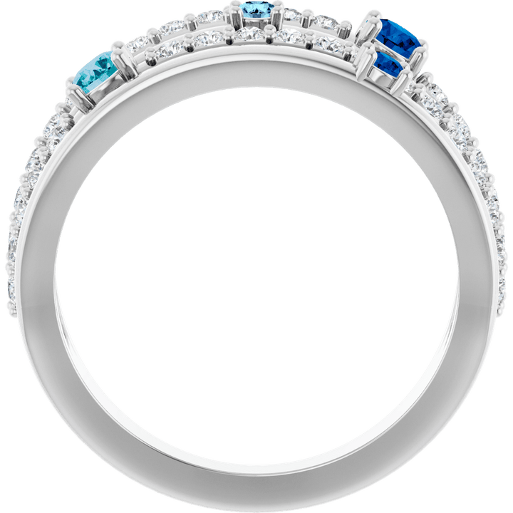 14K White Gold Natural Blue Multi-Gemstone & 1/2 CTW Natural Diamond Ring