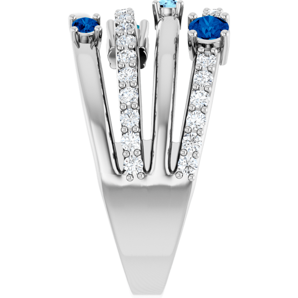 14K White Gold Natural Blue Multi-Gemstone & 1/2 CTW Natural Diamond Ring