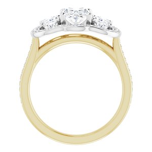 14K Yellow/White Gold 8 x 6 mm Oval Three-Stone Halo-Style Accented Engagement Ring. 122605:818:P