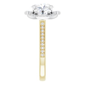 14K Yellow/White Gold 8 x 6 mm Oval Three-Stone Halo-Style Accented Engagement Ring. 122605:818:P