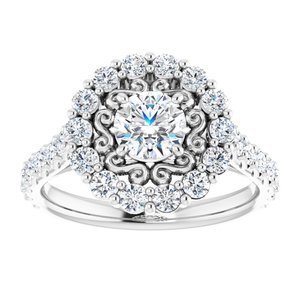 14K White Gold 5.2 mm Round Halo-Style Accented Engagement Ring. 122618:150:P