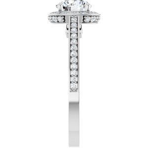 14K White Gold 6.5 mm Round Halo-Style Accented Engagement Ring. 122793:210:P