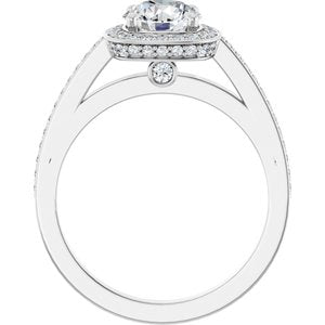 14K White Gold 6.5 mm Round Halo-Style Accented Engagement Ring. 122793:210:P