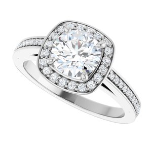 14K White Gold 6.5 mm Round Halo-Style Accented Engagement Ring. 122793:210:P